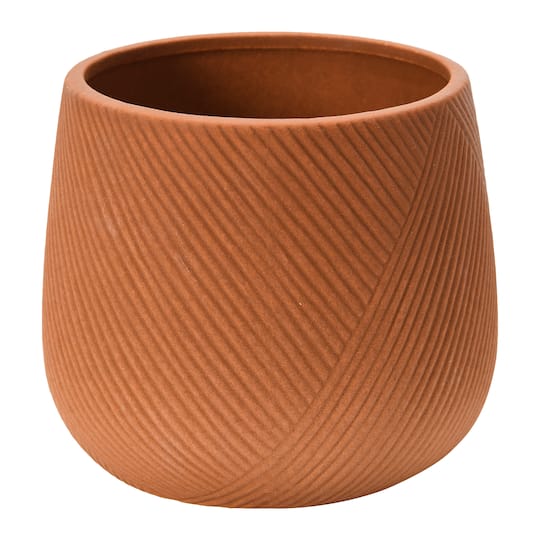 6&#x22; Terracotta Finish Stoneware Flower Pot